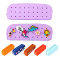 Xuge High-Value Cute DIY Stationery Large Capacity Plastic Silicone Hole Pencil Case Digital Printing 17.5x7x5cm Pen Storage Bag