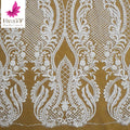 HY2655 High Quality New Nigerian White Beads Simple Flower Embroidery Bridal Lace Wedding Dress Fabric Textile HY2655