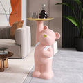 Resin Sculpture pink Bear Living Room Ornaments Tray Storage Home Decoration pink Bear Tray Sculpture