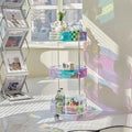 Colorful Three-Layer Foldable Acrylic Cart Plastic Living Room Bathroom Side Table with Wheels for Kitchen Use Food Storage