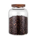 Large Acacia Wood Accessory Moisture-Proof Glass Storage Jar with Lid for Food & Tea Packaging Bucket Container Bottle