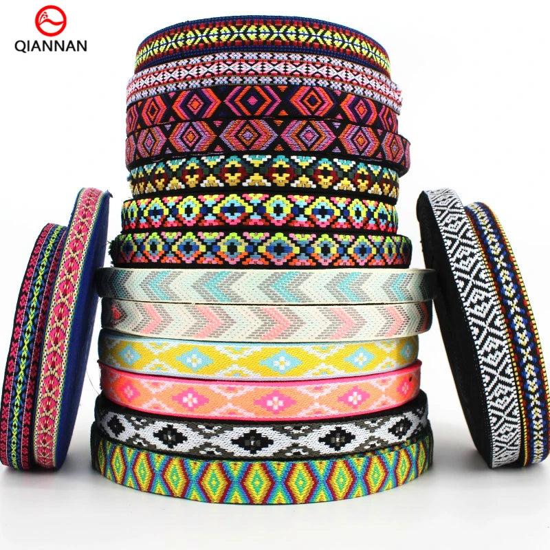1 Inch 25mm Wide National Style Jacquard Polyester/Cotton Webbing Ribbon for Clothing Shoes Hats Home Textile Accessories
