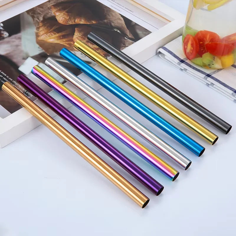 Bar Accessories 12mm Stainless Steel Boba Straw Metal Drinking Straws for Bubble Milk Tea
