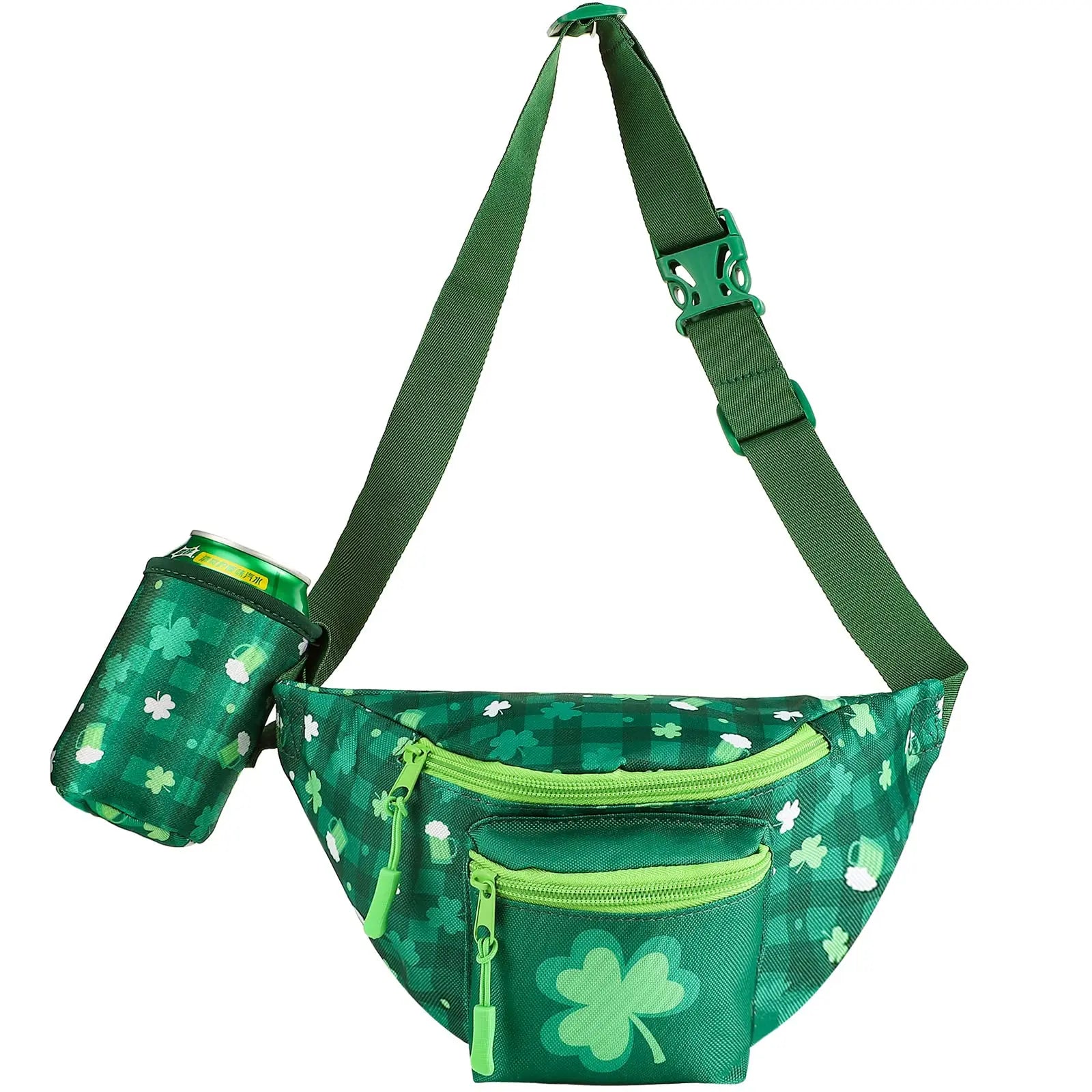 Shamrock Fanny Pack Drink Holder Waist Bag for Men Women Festival Holiday Summer St. Patrick's Day Party Favor Supplies Made