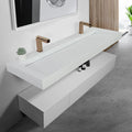 Kkr Modern Solid Surface High End Wall Hung Hotel Basin with Drainer Marble Look CUPC Certified