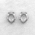 Sterling Silver 5*7mm Semi Mount Stud Earrings Empty Frame Support Blank Setting S925 Base Without Center Stone for DIY Inlay