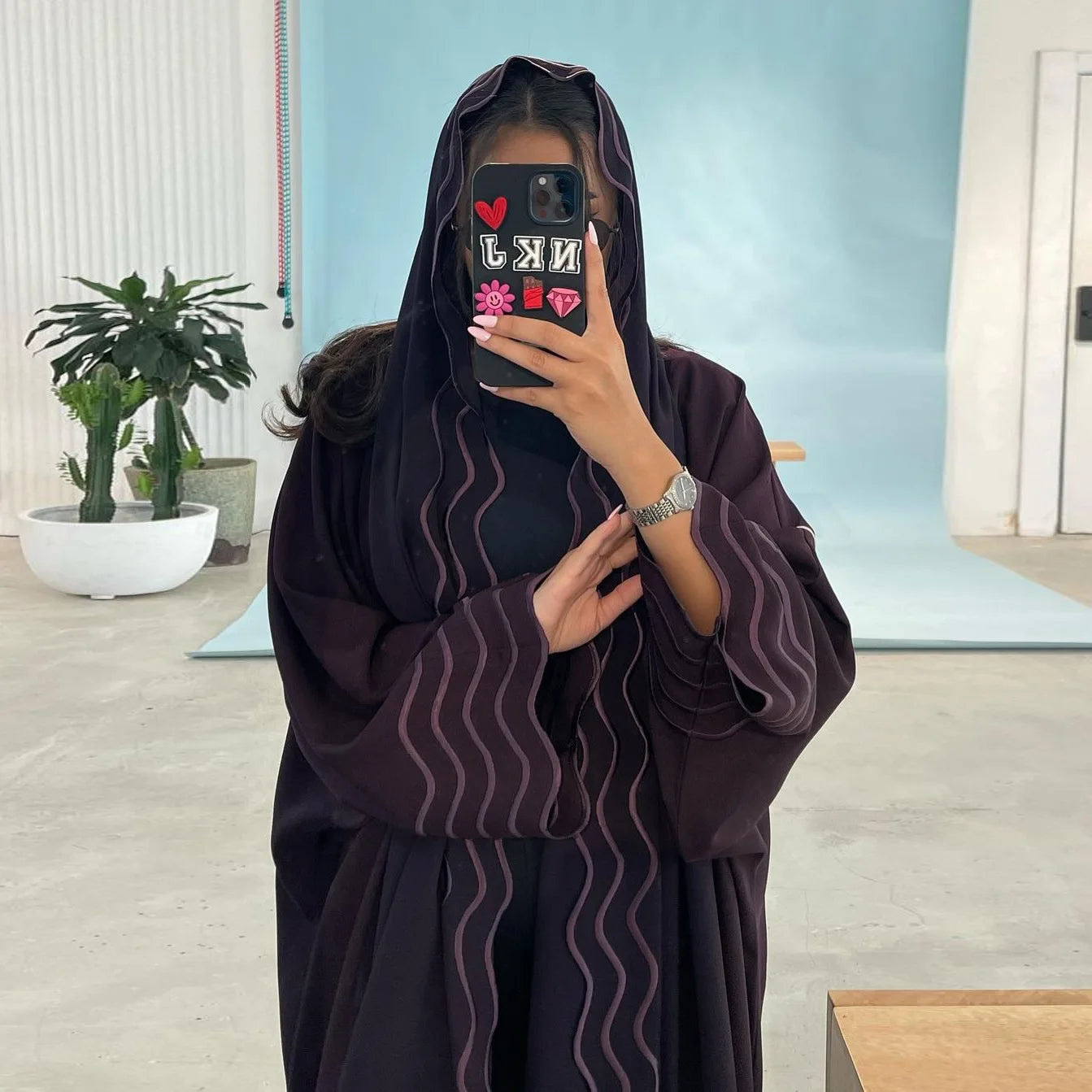 Ramadan Muslim Robe Solid Long Sleeves Kimono With Hijab Open Abaya Muslim Dress for EID Ramadan