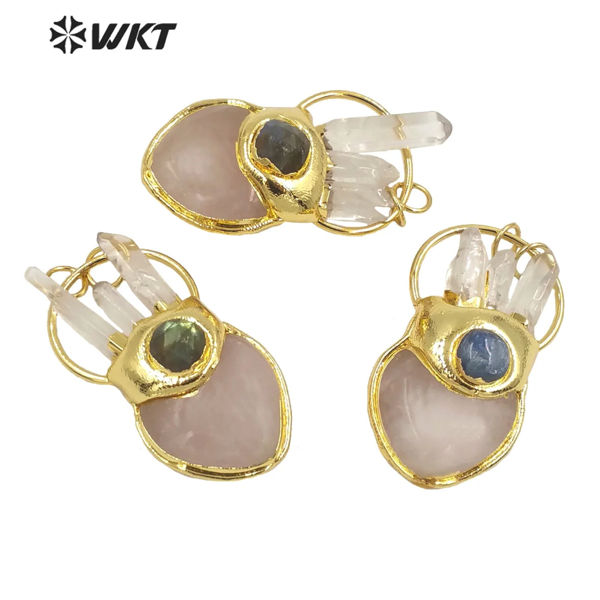 WT-P1766 Original Energy Crystal Rose Quartz Heart Pendant Natural Gemstone Necklace Pendant Women Jewelry Accessory