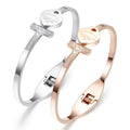 Simple Fashion Crystal Stainless Steel Bracelets Wholesale Jewelry Bangles Cross Heart Love Couple Bracelet