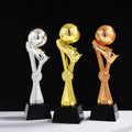 Gold Silver Bronze Resin Football Ball Sports Event Crystal Trophy Award MH-NJ0565