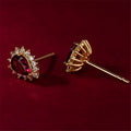 Luxury Design Sterling Silver Gold Plated Custom Red Cubic Zircon Ruby Earrings