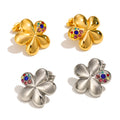 MICCI 18K Gold Plated Colorful Zircon Hypoallergenic Stainless Steel Flowers Earrings Jewelry for Girls
