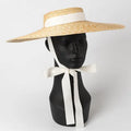 2025 Handmade Wide Brim Natural Straw Hat for Women French Style Long Ribbon Summer Vacation Beach Cap Ladies Visor UV Sun Hat