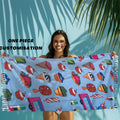 SHENGPENG Free Design Custom Large Summer Polyester Quick Dry Beach Towel High Quality Woven Pattern Printed Poncho Fast-Ship