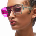 Custom Logo  Fashion Women Retro Double Color Eyewear Shades UV400 Purple Pink Sun Glasses Irregular Square Sunglasses Women