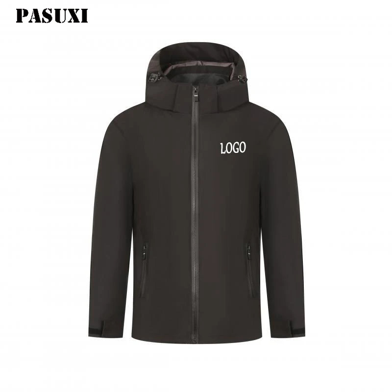 PASUXI 2025 Men's Waterproof Winter Jacket Custom Windproof Outdoor Coat Zipper Closure New Arrival Plus Size Knitted Design