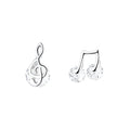 Yaeno Real Silver 925 Stud Earrings in Musical Note Shape Mini Gemstone Jewelry for Girls
