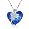 Hot Sale 925 Sterling Silver Rhodium Plated Heart Crystal Butterfly Necklace for Girlfriend