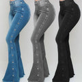 New High Waisted Elastic Women's Flared Jeans Plus Size Women's Denim Pants