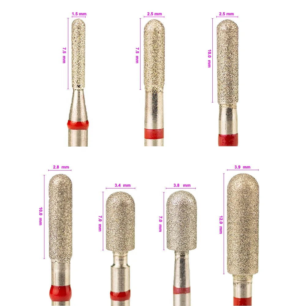 3/32" 2.35mm Smooth Top Barrel Pedicure Wholesale Electric File Safety Russian Manicure Diamond Cuticle Drill Bits for Nails