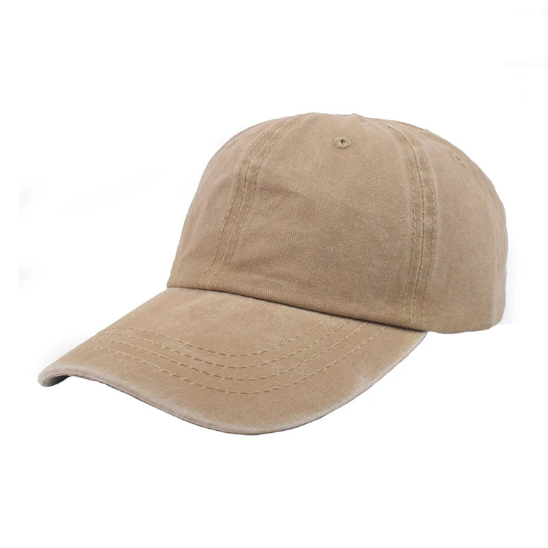 Soft Top Washed Baseball Hat Solid Colored Curved Brim and Distressed Denim Sports Hat Sunproof Fashion Baseball Hat