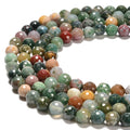 Wholesale Natural Indian Agate Beads String 8mm 10mm Loose Faceted Round Gemstone Beads for Jewelry Making