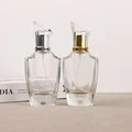 Top Selling Transparent Color Thick Bottom Gold Silver Diamond Cap Man Woman Luxury Glass Perfumes Bottle 50 ml