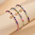 Boho Handmade  Star Shell Charms Multicolor Stretch Seed Bead Rainbow Ankle Elastic Foot and Hand Chain Jewelry for Women