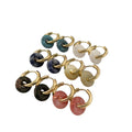 Colorful Natural Stone Hoop Earrings for Women round Stainless Steel with Gold Plating Trendy round Hoop for Gift