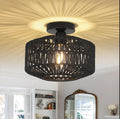 Hand-Woven Paper Rope Ceiling Lamp 30CM Vintage Southeast Asia-inspired E27 Light Fixtures for Indoor Bedroom Restaurant Hotpot
