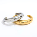 High End 18K PVD Gold Plated Tarnish Free Waterproof Crescent Moon C Cuff Chunky Bracelet Bangle Stainless Steel Jewelry