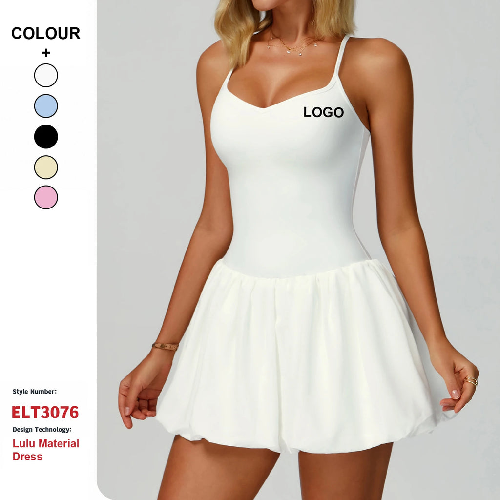 Quick-Drying Cross Breathable Tennis Skirt Nude Feeling Anti-Exposure Sports Skirt Custom Women Outdoor Gym Running Sports Dress