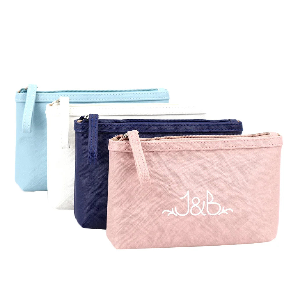 Customized Logo Printing Faux Leather Waterproof Beauty Personal Care Lady Handbag Storage Bag Fashion Clutch Cosmetic Pouch Bag