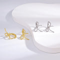 Wholesale Earrings Jewelry Gold Rhodium Plated Round BowKnot Huggie 925 Sterling Silver Fine Jewelry Earrings