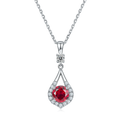 Popular Jewelry White Gold Plated 925 Sterling Silver Necklace Lab Grown Ruby Pendant Necklace