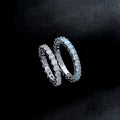 Luster Jewelry Silver 925 Hip Hop GRA 3mm 4mm 5mm Blue Moissanite Diamond Eternity Ring for Men Women