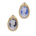 Customized S925 Silver Gold Plated Zircon Jewelry 3D Carved Black Agate Cameo Girl Portrait Brooch Pendant