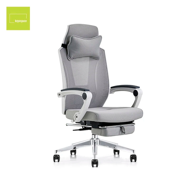 KEPO Revolving Chair Racing Gaming Office Chair White Computer Adjustable Comfortable Ergonomic Mesh Chair with Footrest