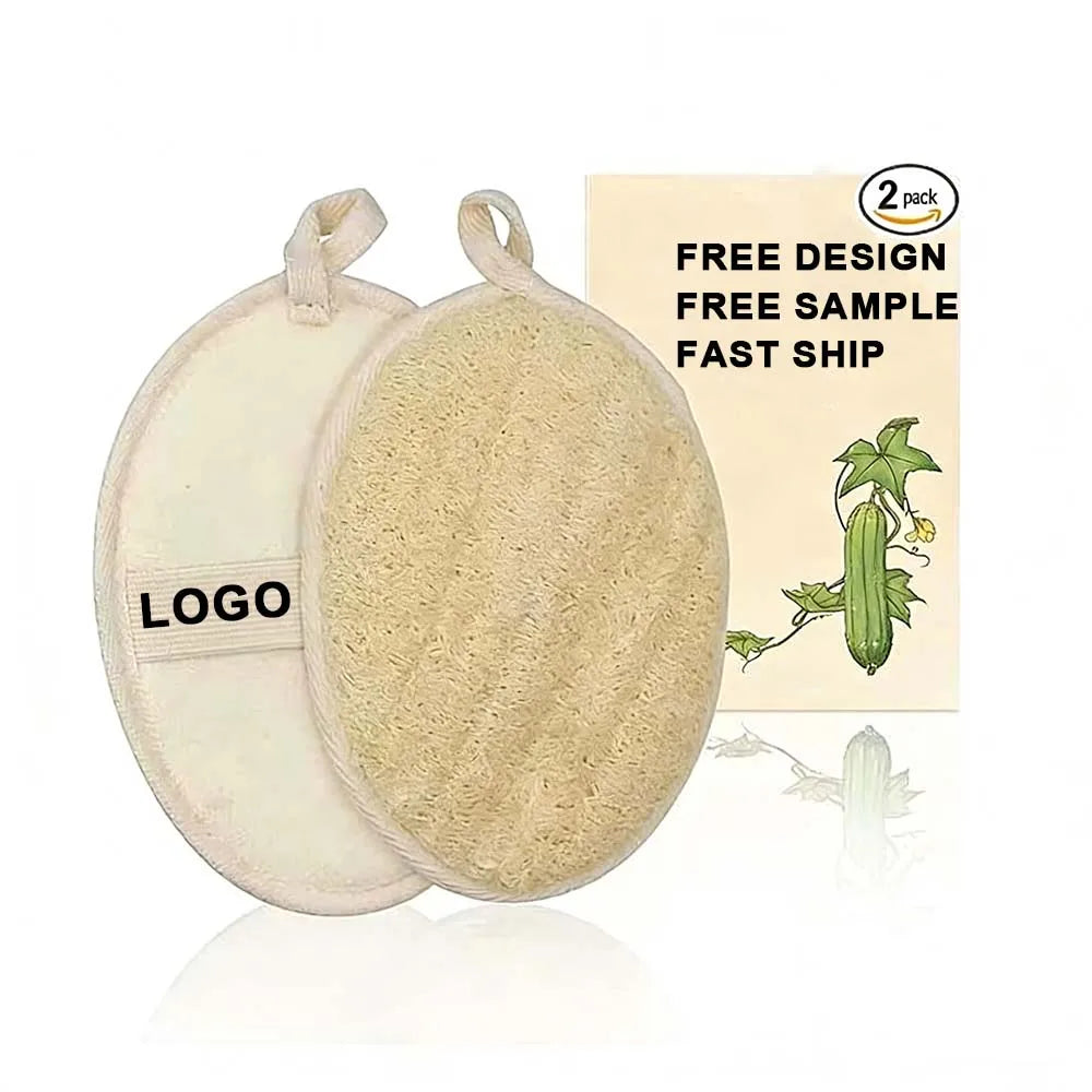 Custom Logo Natural Loofah Sponge Exfoliating Bath Sponge Made From Organic Bath Luffa Sponge for Women and Men