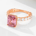 New Luxury Silver Ring 925 Sterling Jewellery Full Diamond Rose Gold Plated Square Zircon Engagement Wedding Rings Jewelry Women