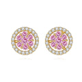Factory Wholesale 925 Sterling Silver Brilliant Round Halo Cubic Zirconia Stud Earrings for Women Gold Plated Jewelry