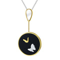 Lotus Fun Wholesale Handmade 925 Sterling Silver Jewelry Vintage Round Natural Agate Flying Cute Butterfly Pendant for Women