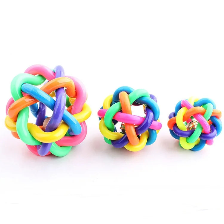Factory Direct TPR Pet Toy Supplies Colorful Squeaky Dog Chew Teething Ball Interactive Play Cat Bell Ball Sponge Inspired Toy