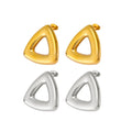 Personalized Simple Stainless Steel 18K Gold Hollow Triangular Stud Earrings