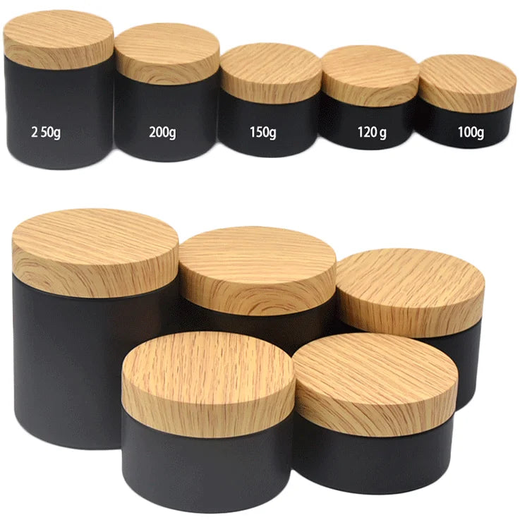 Logo Customized PET Round Single Wall Plastic Hair Face Body Butter Jar Matte Black 3oz Cosmetic Plastic Jar