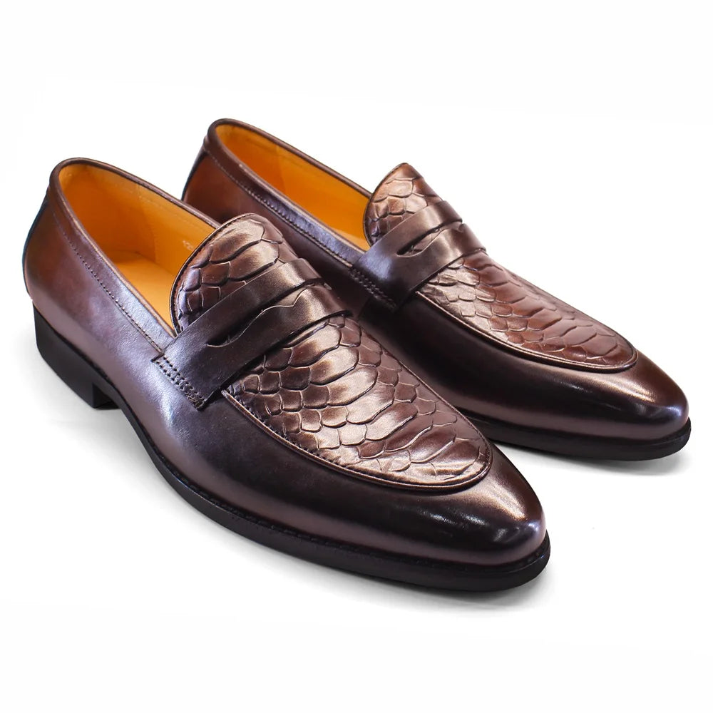 Luxury Men's Genuine Leather Casual Shoes Handmade Custom Design Wedding Party Non-slip Closure Fashion Printed Rubber