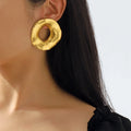 New Fashion Jewelry Retro Exaggerated Large Circle Earrings Creative Alloy Irregular Geometric Metal Stud Earrings (KER791)