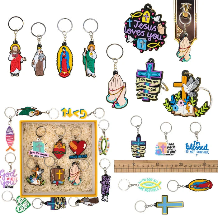 Trendy Christian Keychain Bible Verse Cross and Jesus Christ Inspirational Religious Keyring for Church Accessories Bulk Sales