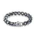 Custom Personality Men's Bracelet Jewelry Wholesale Fashion Retro Titanium Steel Silver Black Skull Head Bracelet Bangle for Men