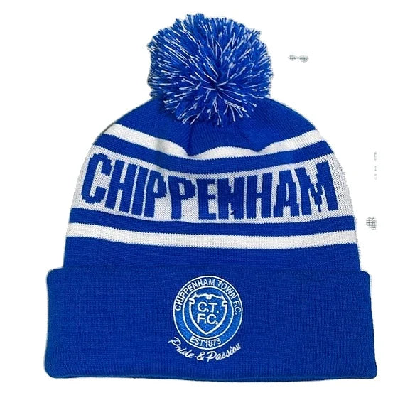 Custom Men's Blue Knit Beanie with Cuffed Design 3D Embroidered Hip Hop Football Common Fabric for Sports Fans